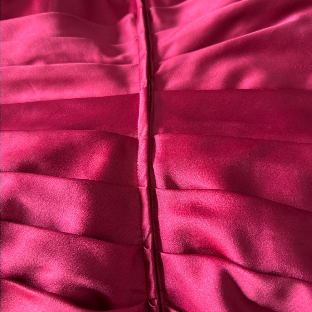 David's Bridal Strapless Fuchsia Satin Evening Dress - Picture 5 of 5